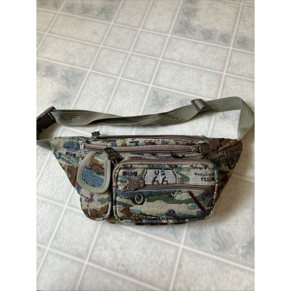 Route 66 Tapestry Fanny Pack Belt Bag 90s Vintage 6 Pocket Heritage Cottagecore